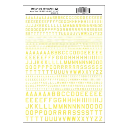 Woodland Scenics 45 degree USA Gothic, Dry Transfer - Yellow WOO742